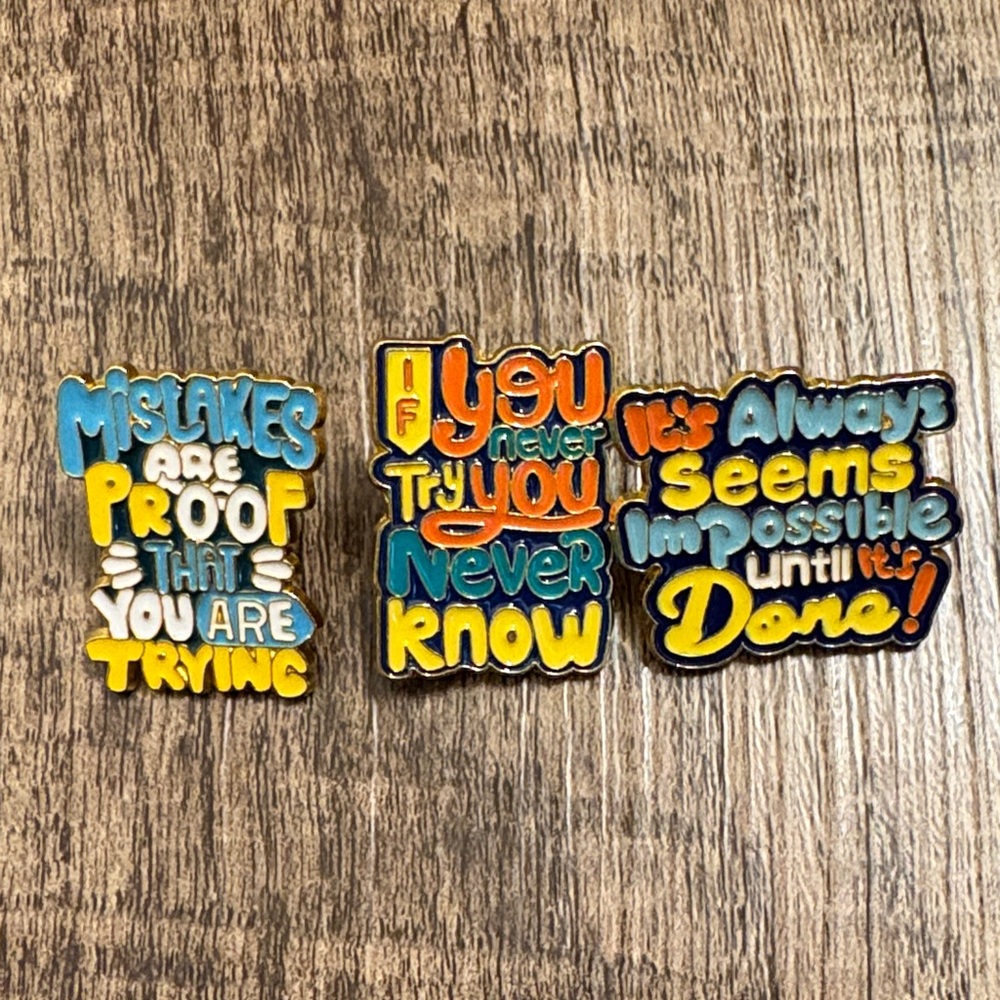 Inspirational Quote Enamel Pins Set Set of Three NEW